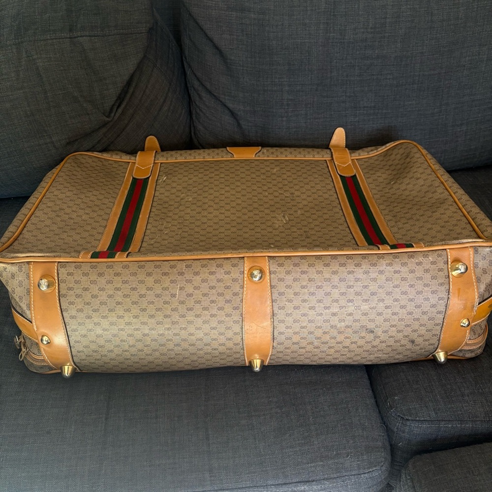 Gucci Vintage Authentic Coated Canvas Luggage Large Stripes 1980’s GG Monogram - Picture 4 of 15